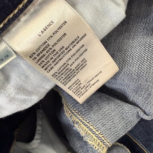 L'AGENCE Womens Alexia High Rise Cropped Cigarette Jeans Size 33 Dark Stretch - Picture 5 of 5